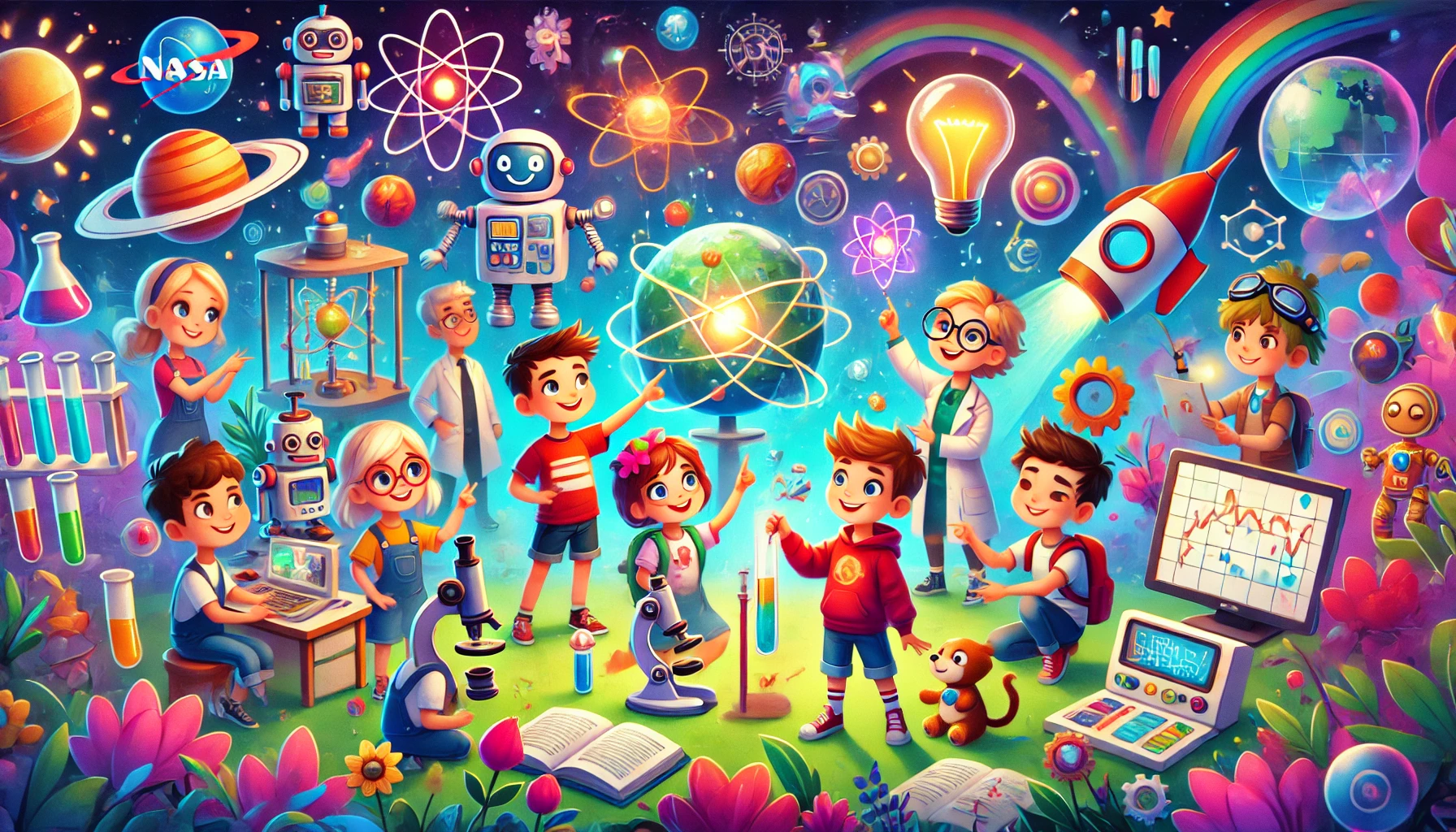 ماجراهای علمی کوچولوها، کودکان در حال کشف مفاهیم علمی مانند انرژی، فضا و طبیعت.