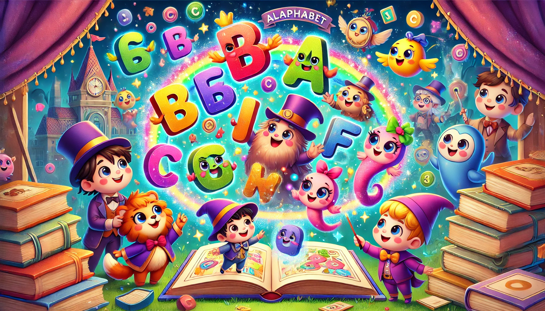 کارتون الفبای جادویی با شخصیتهای کارتونی دوستانه که الفبا را به کودکان آموزش میدهند.