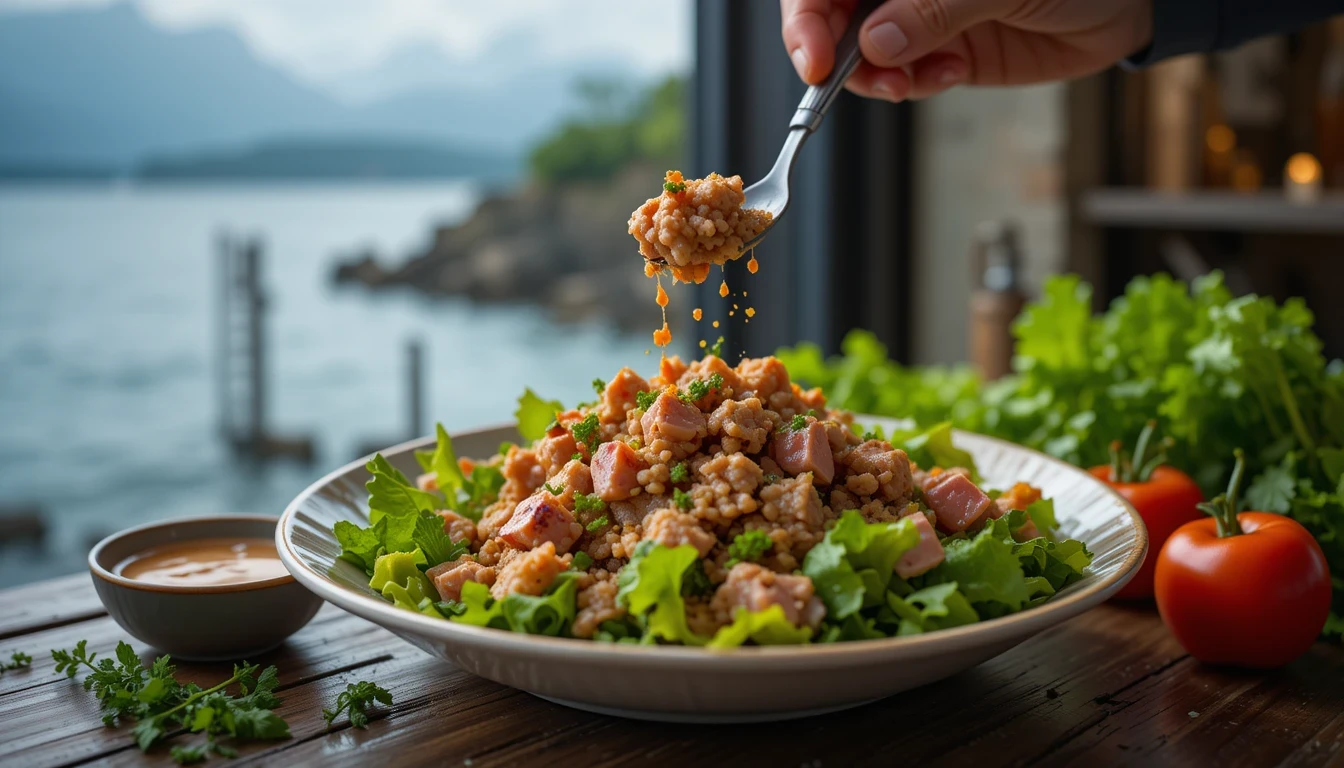 سالاد تن ماهی رژیمی با سبزیجات تازه