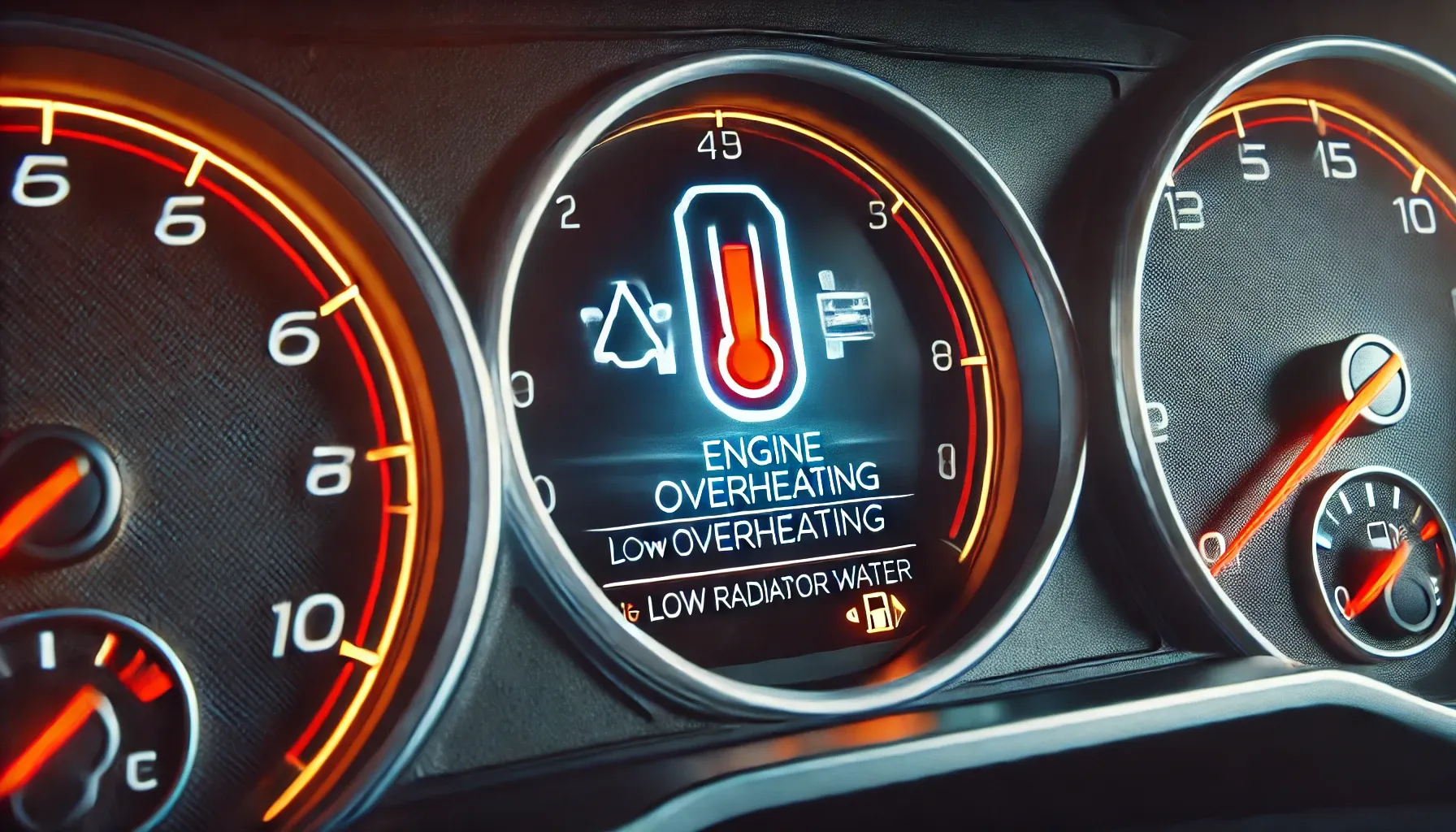 چراغ هشدار دمای موتور روی داشبورد خودرو، نشاندهنده کم شدن آب رادیاتور و خطر داغ شدن بیش از حد موتور.