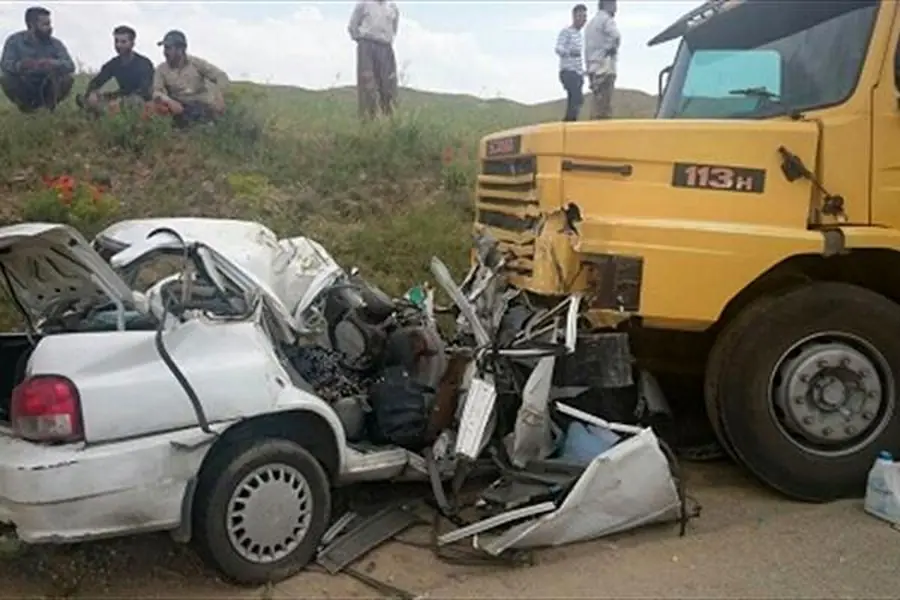 تصادف کامیون و سواری پراید - سبقت غیر مجاز