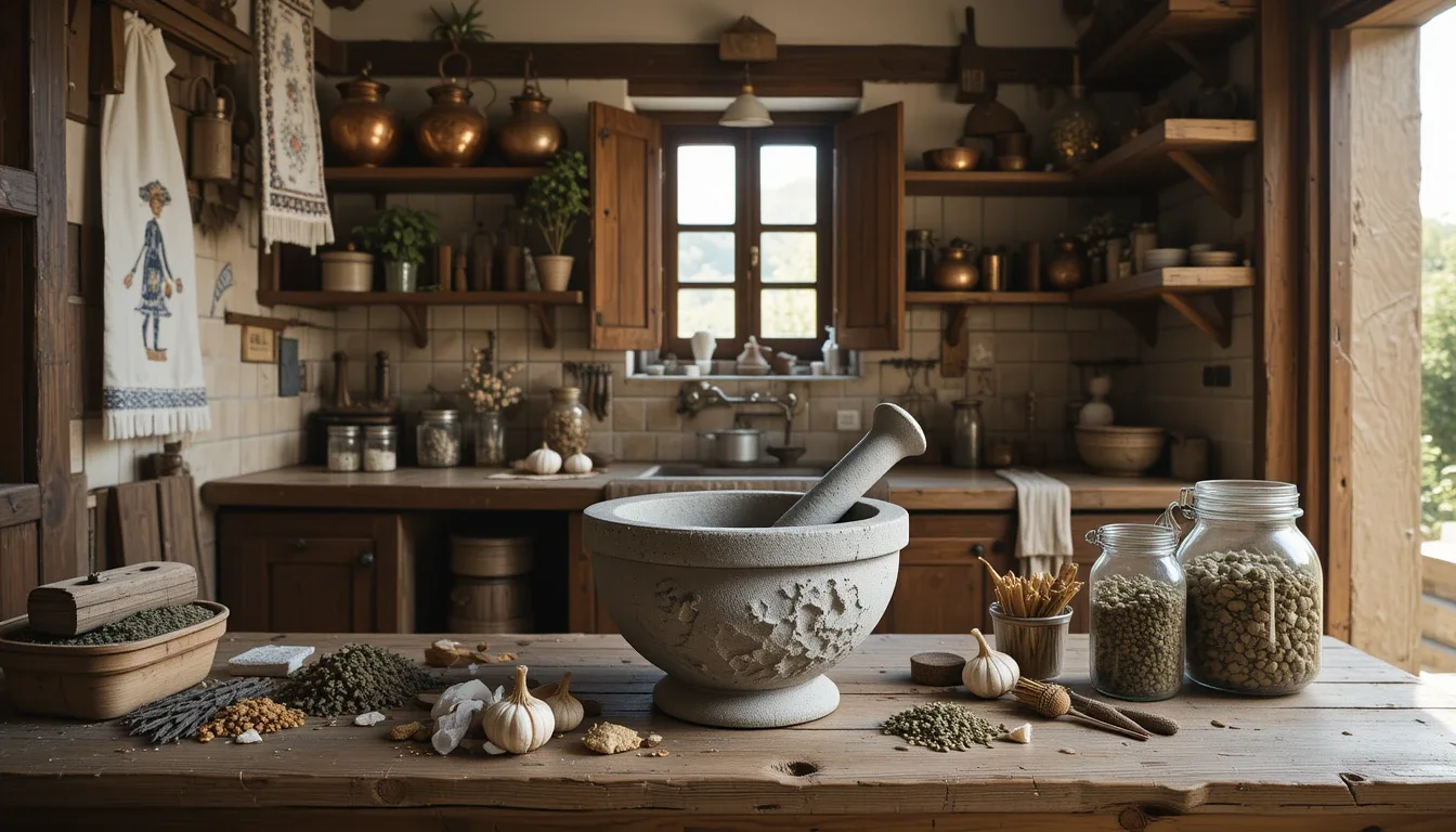 هاون در آشپزخانه سنتی