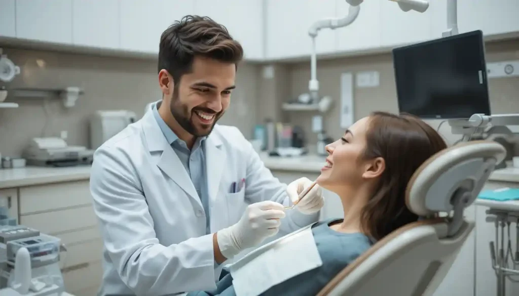 دندان پزشک در حال ویزیت بیمار