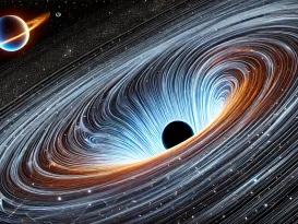 "راز سیاه‌چاله‌ها و ارتباط آن‌ها با فضا-زمان، نمایش تأثیرات گرانشی بر ساختار فضا-زمان و کشش عظیم سیاه‌چاله‌ها."
