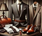 اصول استایل کلاسیک با کت و شلوار خوش‌دوخت، پیراهن سفید و کفش‌های چرم