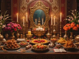 تاریخچه و فلسفه عید نوروز،تصویر سفره ی هفت سین